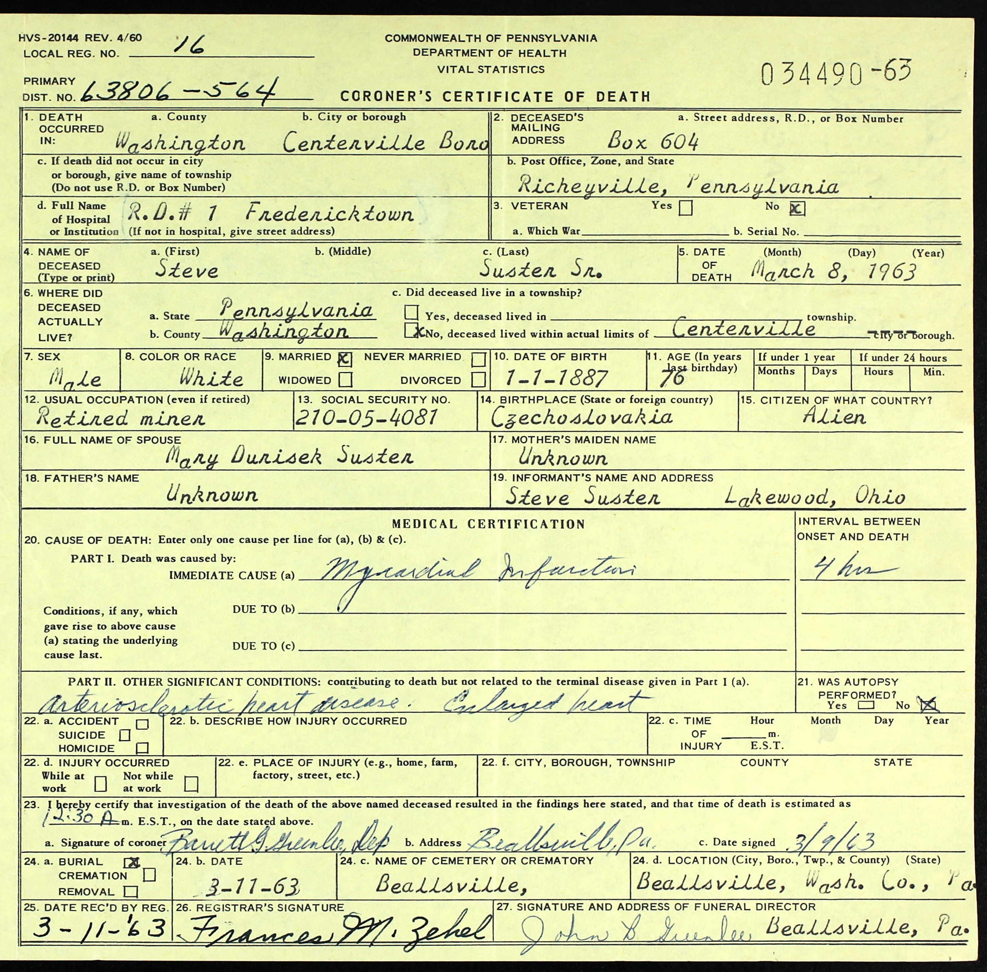 death certificate